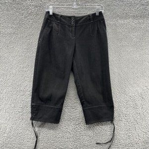 LOFT Pants Women's Petites‎ 2P Black Pin Striped Ankle Tie Capri Pants Ladies 2P